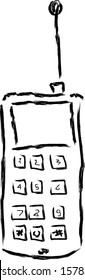 Phone icon. Old push-button mobile phone. Front view. Vector drawing. Isolated object on a white background. Isolate.