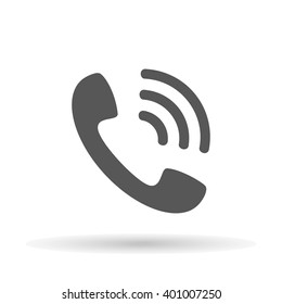 Phone icon on a  background with shadow, stylish vector illustration