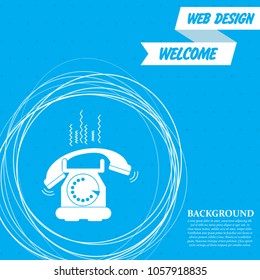 Phone Icon on a blue background with abstract circles around and place for your text. Vector illustration