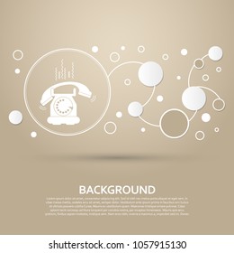 Phone Icon on a brown background with elegant style and modern design infographic. Vector illustration