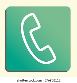 Phone icon, on button style green background, yellow light, shadow