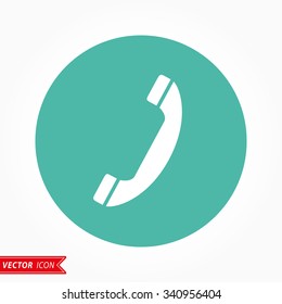 Phone  icon  on green background. Vector illustration.