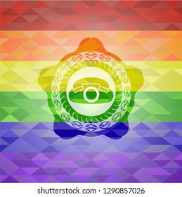 phone icon on mosaic background with the colors of the LGBT flag