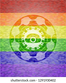 phone icon on mosaic background with the colors of the LGBT flag