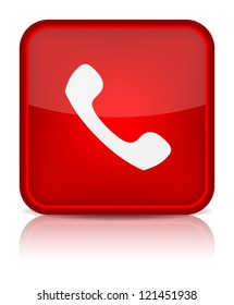 Phone icon on red button. Vector