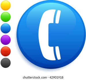 icono del teléfono en el botón de Internet redondo ilustración vectorial original 6 versiones de color incluidas
