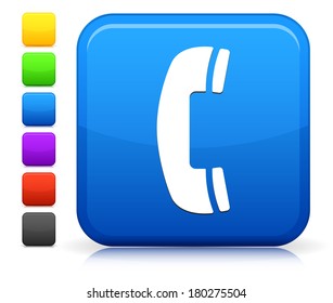 Icono de teléfono en la colección de botones de Internet cuadrado