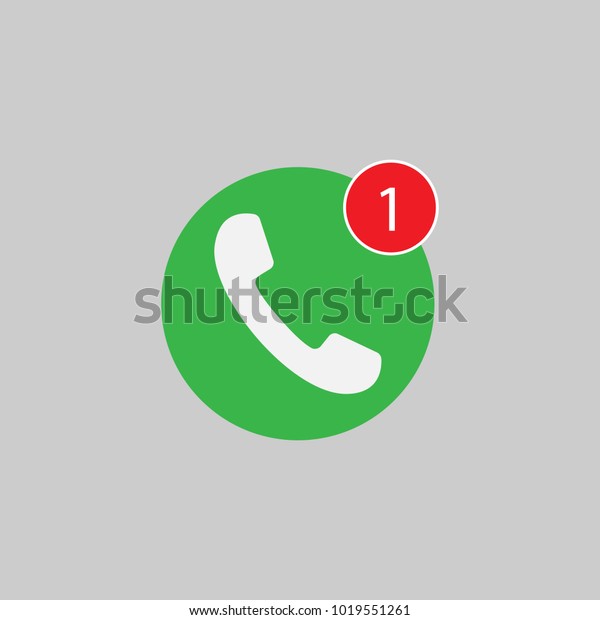 緑の背景に白い背景に不在着信記号の1つに電話のアイコン ベクターフラットイラスト のベクター画像素材 ロイヤリティフリー
