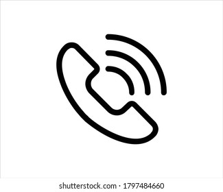 Esquema del icono del teléfono y vector lineal.
