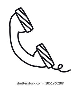 phone icon over white background, line style, vector illustration