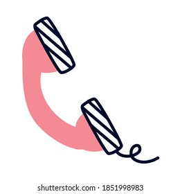 icono de teléfono sobre fondo blanco, estilo de medio color de media línea, ilustración vectorial