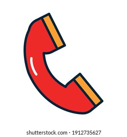 icono de teléfono sobre fondo blanco, estilo de línea y relleno, ilustración vectorial