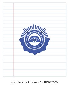 phone icon pen effect. Blue ink. Vector Illustration. Detailed.