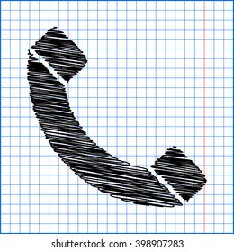 Phone icon with pen effect on paper