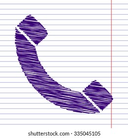 Phone icon with pen and school paper effect 