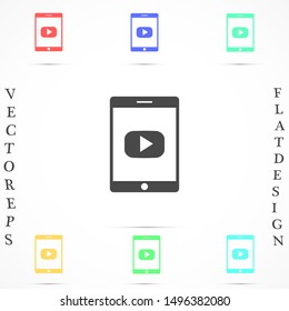 Phone icon play vector. watching video on the Phone. video player online. video online phone