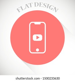 Phone icon play vector. watching video on the Phone. video player online. video online phone