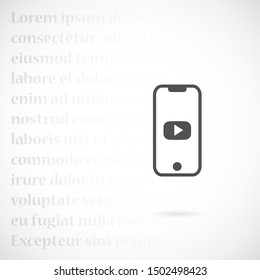 Phone icon play vector. watching video on the Phone. video player online. video online phone