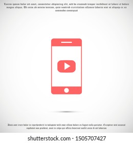 Phone icon play vector. watching video on the Phone. video player online. video online phone