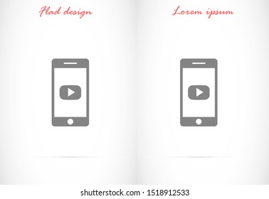 Phone icon play vector. watching video on the Phone. video player online. video online phone