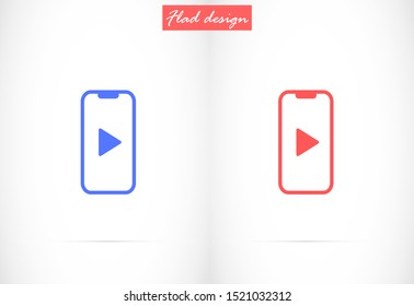 Phone icon play vector. watching video on the Phone. video player online. video online phone