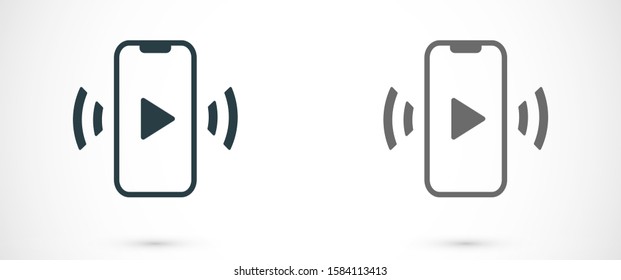 Phone icon play vector. watching video on the Phone. video player online. video online phone