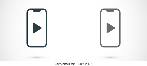 Phone icon play vector. watching video on the Phone. video player online. video online phone