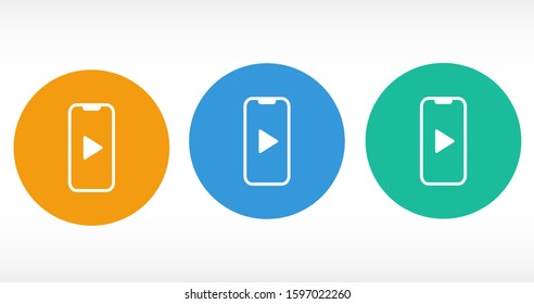 Phone icon play vector. watching video on the Phone. video player online. video online phone