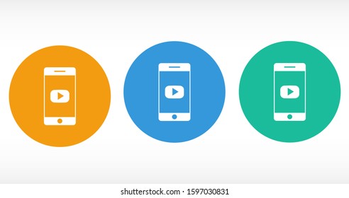 Phone icon play vector. watching video on the Phone. video player online. video online phone