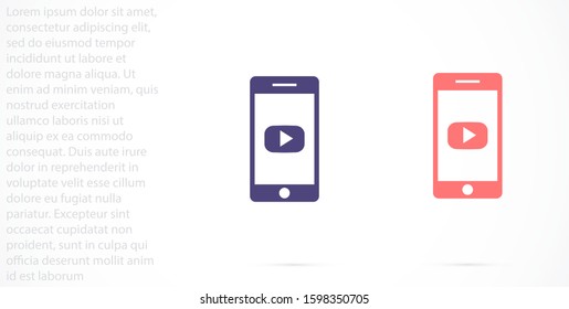 Phone icon play vector. watching video on the Phone. video player online. video online phone