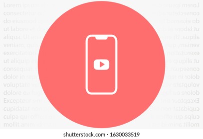 Phone icon play vector. watching video on the Phone. video player online. video online phone