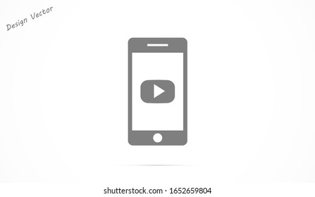 Phone icon play vector. watching video on the Phone. video player online. video online phone