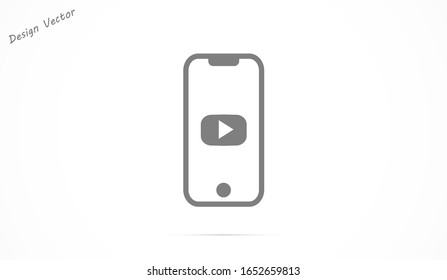 Phone icon play vector. watching video on the Phone. video player online. video online phone