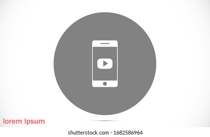 Vector de reproducción de iconos de teléfono. viendo video en el teléfono. reproductor de vídeo en línea. videoteléfono en línea