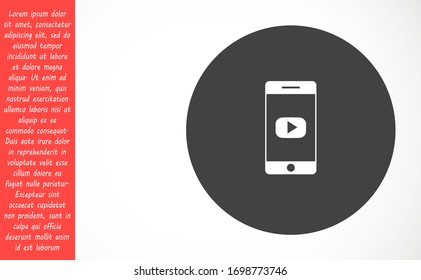 Phone icon play vector. watching video on the Phone. video player online. video online phone