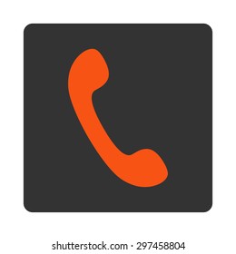 Phone icon from Primitive Buttons OverColor Set. This rounded square flat button is drawn with orange and gray colors on a white background.
