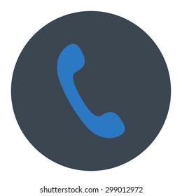 Phone icon from Primitive Round Buttons OverColor Set. This round flat button is drawn with smooth blue colors on a white background.