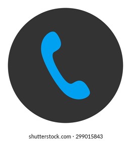 Phone icon from Primitive Round Buttons OverColor Set. This round flat button is drawn with blue and gray colors on a white background.