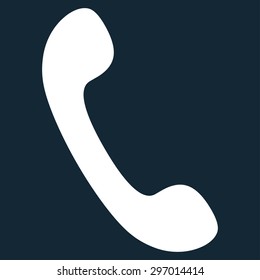 Phone icon from Primitive Set. This isolated flat symbol is drawn with white color on a dark blue background, angles are rounded.
