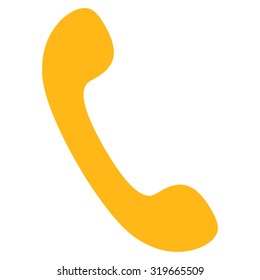 Phone icon from Primitive Set. This isolated flat symbol is drawn with yellow color on a white background, angles are rounded.