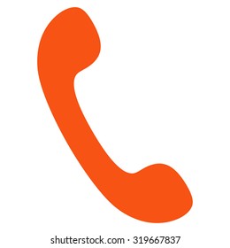 Phone icon from Primitive Set. This isolated flat symbol is drawn with orange color on a white background, angles are rounded.