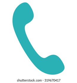 Phone icon from Primitive Set. This isolated flat symbol is drawn with cyan color on a white background, angles are rounded.