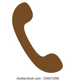 Phone icon from Primitive Set. This isolated flat symbol is drawn with brown color on a white background, angles are rounded.