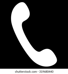 Phone icon from Primitive Set. This isolated flat symbol is drawn with white color on a black background, angles are rounded.