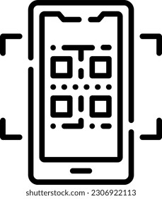 icono de teléfono con código qr de color negro