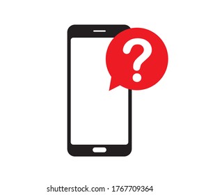 Phone Icon with Question Mark Symbol, Vector Design