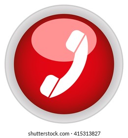 Phone Icon Red Glossy Round Button