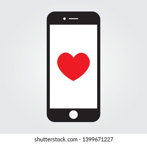 Phone Icon with Red Heart 