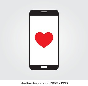 Phone Icon with Red Heart 