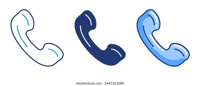 Phone icon represented by 3d perspective Phone icon Blue, Dualline, Dualtone style.